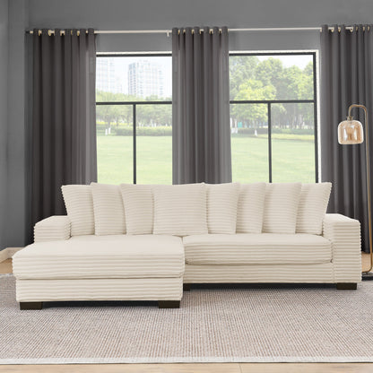 Corduroy Tufted Upholstered Sleeper Sectional Sofa, L-Shaped Modular Convertible Sofa , Can Freely Change the Position O
