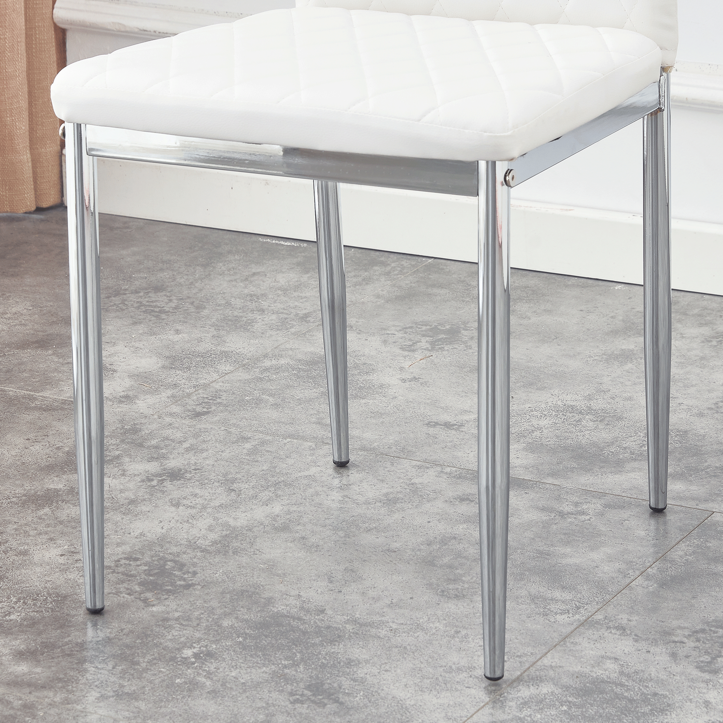 Modern Style Dining Chairs Set of 6 in White, Essential for Minimalist Homes.Meeting Family Dining Needs,PU Material Sea