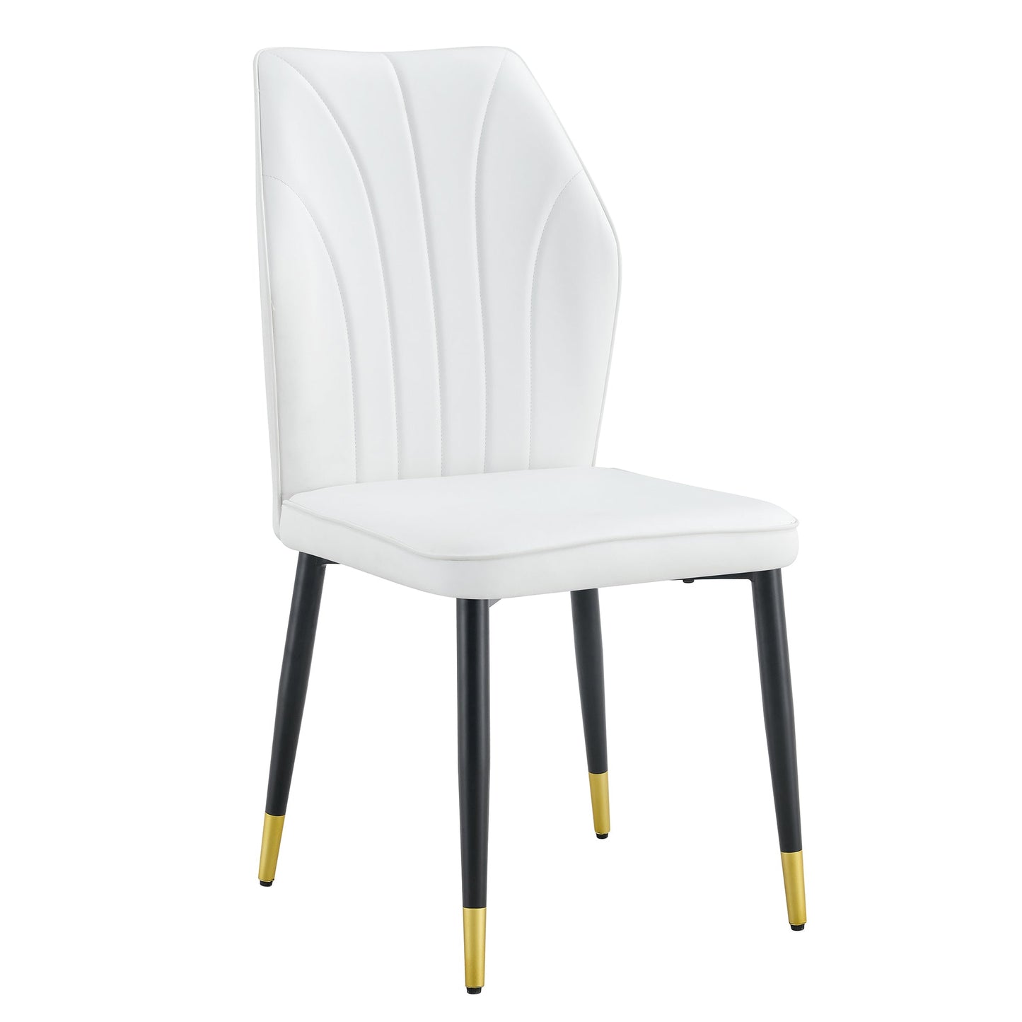 4 Modern Dining Chairs With Stylish PU Patterned Backrest and Black Metal Legs for a Comfortable Home Experience in the
