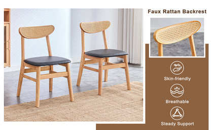 4 the Stylish and Durable Solid Wood Dining Chair, Small Curved Back, PU Cushion, and Beautiful Shape Match Perfectly Wi