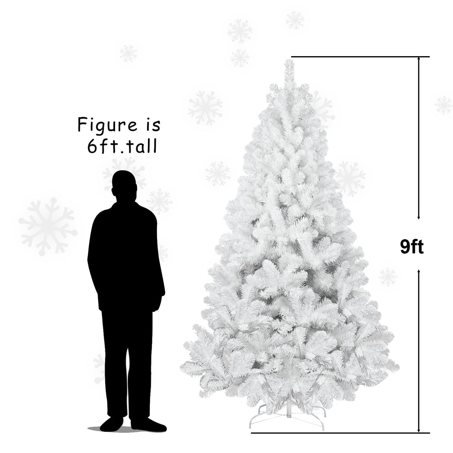 7ft White Christmas Tree With Memory Wire, 1064 Tips Hinged Artificial PVC Tree, Easy Assembly Holiday Xmas Tree for Ind