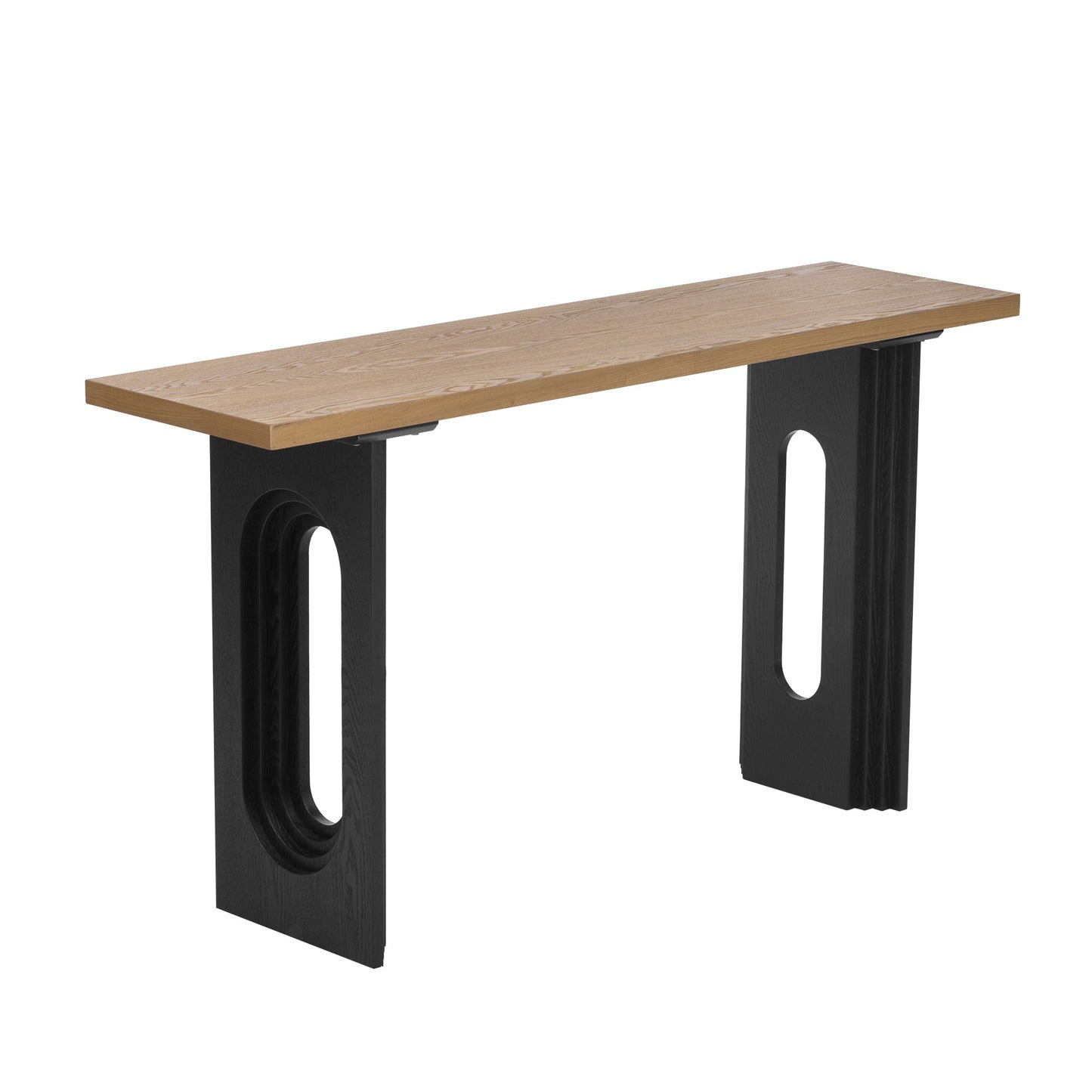 Uniquely Designed Console Table Made of Fraxinus Mandschuric Solid Wood Veneer,with Distinctive Round Hollow Legs, Suita