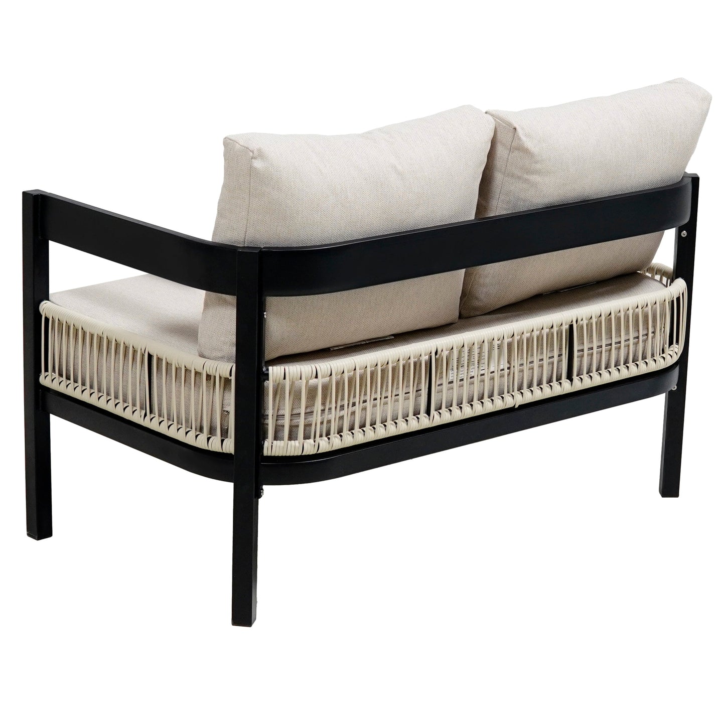 Multi-Person Outdoor Iron Sofa Set With a Table, Rattan Decoration, Waterproof, Rust-Proof, Suitable for Garden, Lawn Us