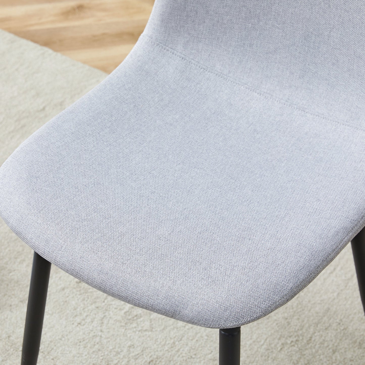 Comfortable Linen-Cotton Dining Chair Set - Four Pieces in Light Gray.Integrated Seat and Backrest,Linen-Cotton Material