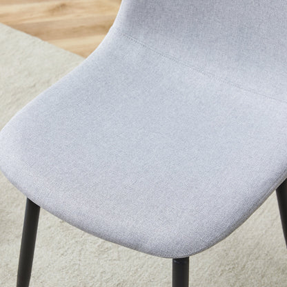 Comfortable Linen-Cotton Dining Chair Set - Four Pieces in Light Gray.Integrated Seat and Backrest,Linen-Cotton Material