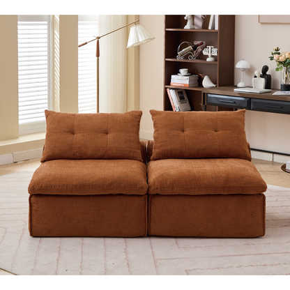 Modular Sofa,No Armrests,At Will DIY,Soft Chenille Fabric,Neck Pillow-Back Lounge Sofa Chair,Reading Nook, or Apartment