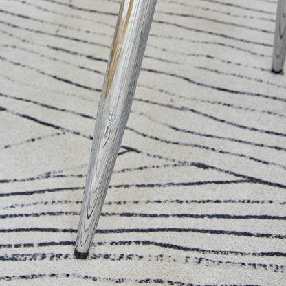 Table and Chair Set.63'x31.5x30' Black Marble-Patterned Slabs Tabletop With Stainless Steel Butterfly Legs.Paired With 4