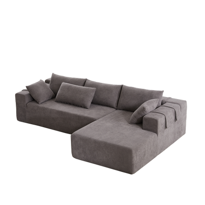 Modern Chenille Upholstered Sectional Sofa Couch Set,Modular 108' L Shaped Sectional Living Room Sofa Set With 6 Pillows