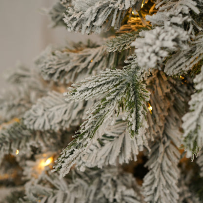 Pre-Lit Christmas Artificial Tree 4-Piece Set, Garland, Wreath and Set of 2 Entrance Trees, X-Mas With LED Lights, PVC F