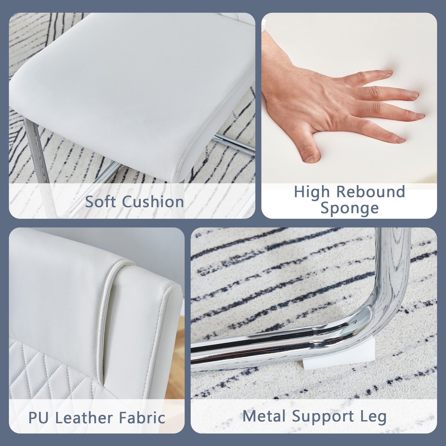 Table and Chair Set.63'x31.5x30' Black Marble-Patterned Slabs Tabletop With Stainless Steel Butterfly Legs.Paried With 4