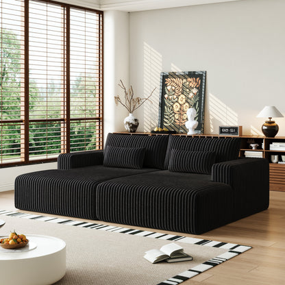 102' Oversized Sectional Lounge Chaise,No Assembly Required,Cloud Plush Loveseat With Reclining Sofa Bed,Fluffy Modern S