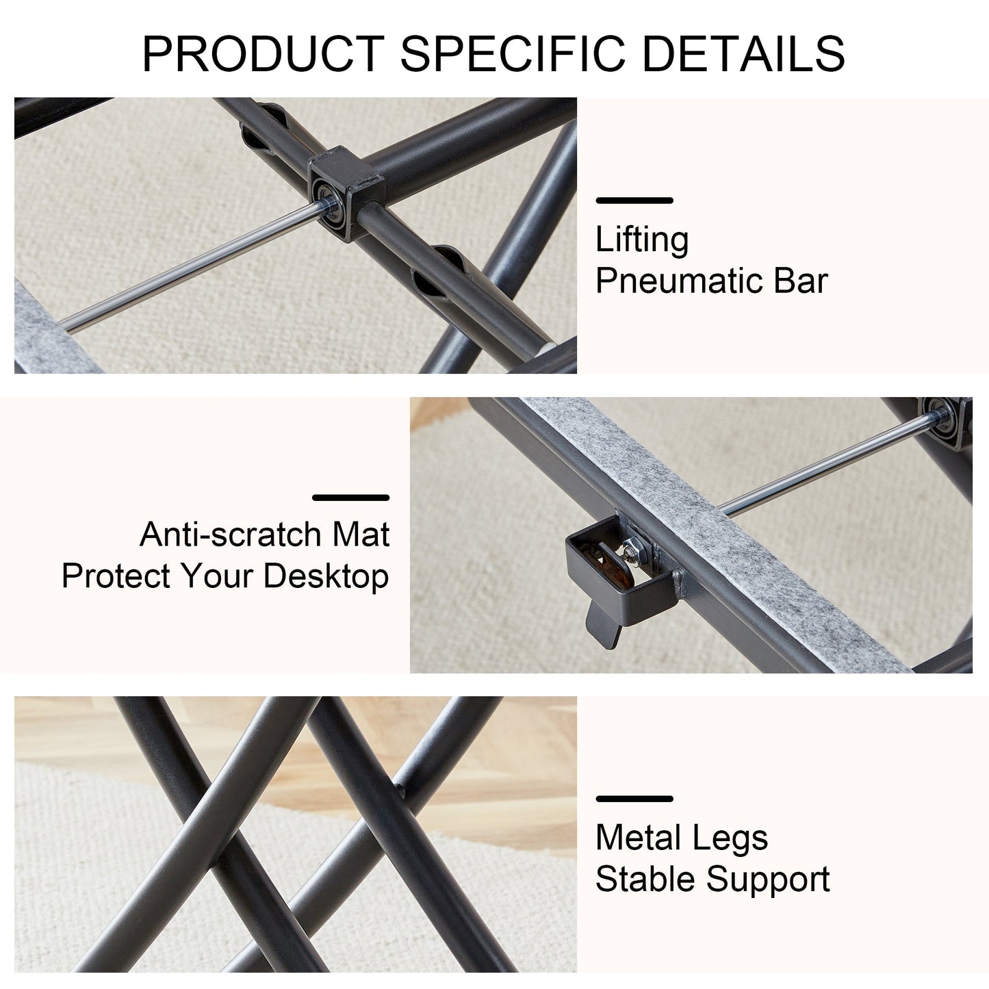 Modern Minimalist Multifunctional Lifting Table, With a 0.8-Inch Wood Grain Process Sticker Desktop and Black Metal Legs