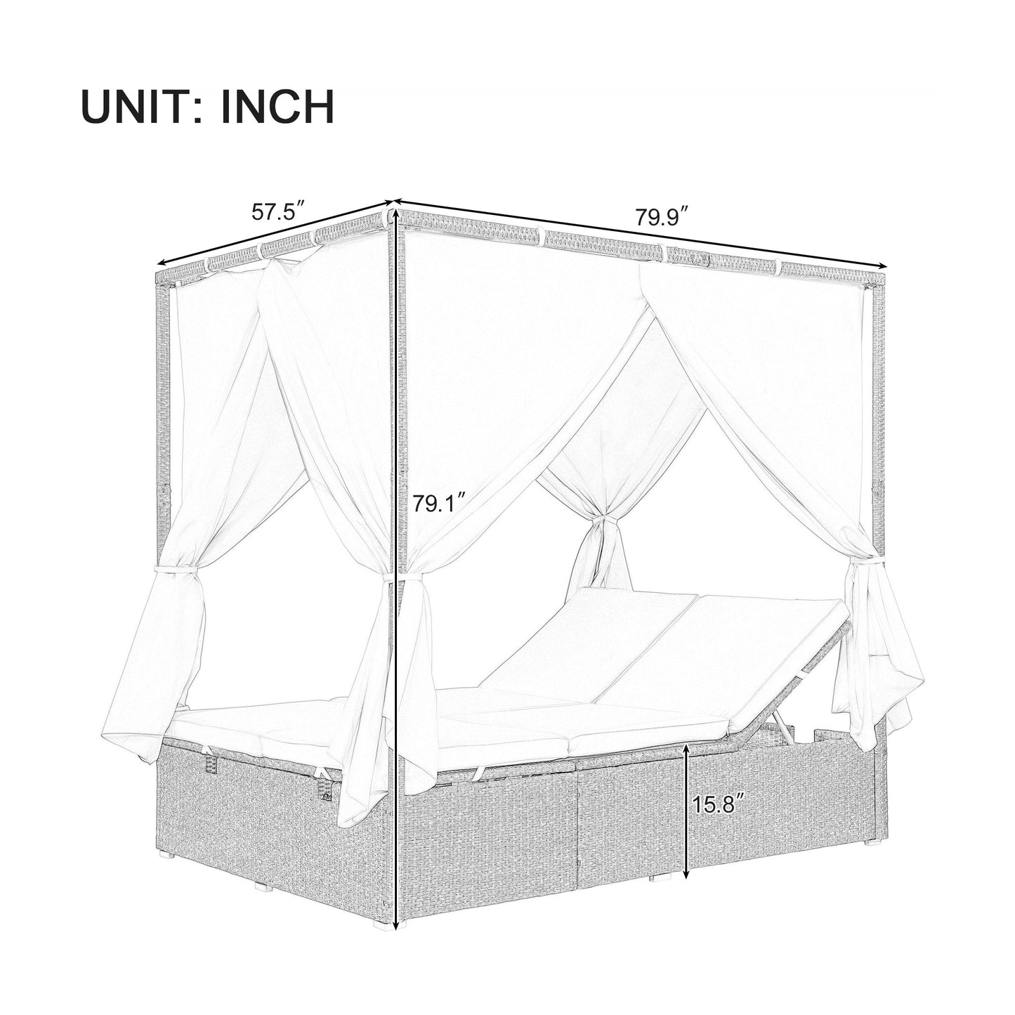 Adjustable Sun Bed With Curtain,High Comfort,With 3 Colors