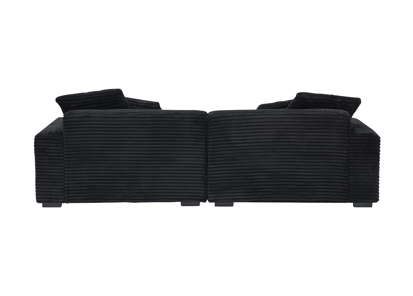 104.72-Inch 4-Seat Large Sofa With 4 Throw Pillows, Living Room Sofa in Black Corduroy Fabric Comfort