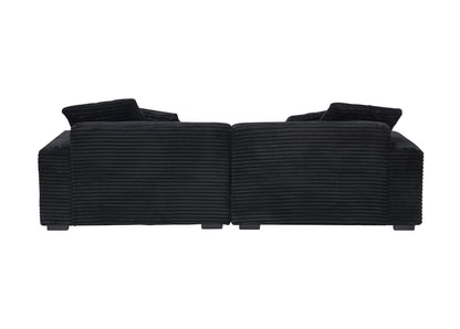 104.72-Inch 4-Seat Large Sofa With 4 Throw Pillows, Living Room Sofa in Black Corduroy Fabric Comfort
