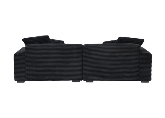 104.72-Inch 4-Seat Large Sofa With 4 Throw Pillows, Living Room Sofa in Black Corduroy Fabric Comfort