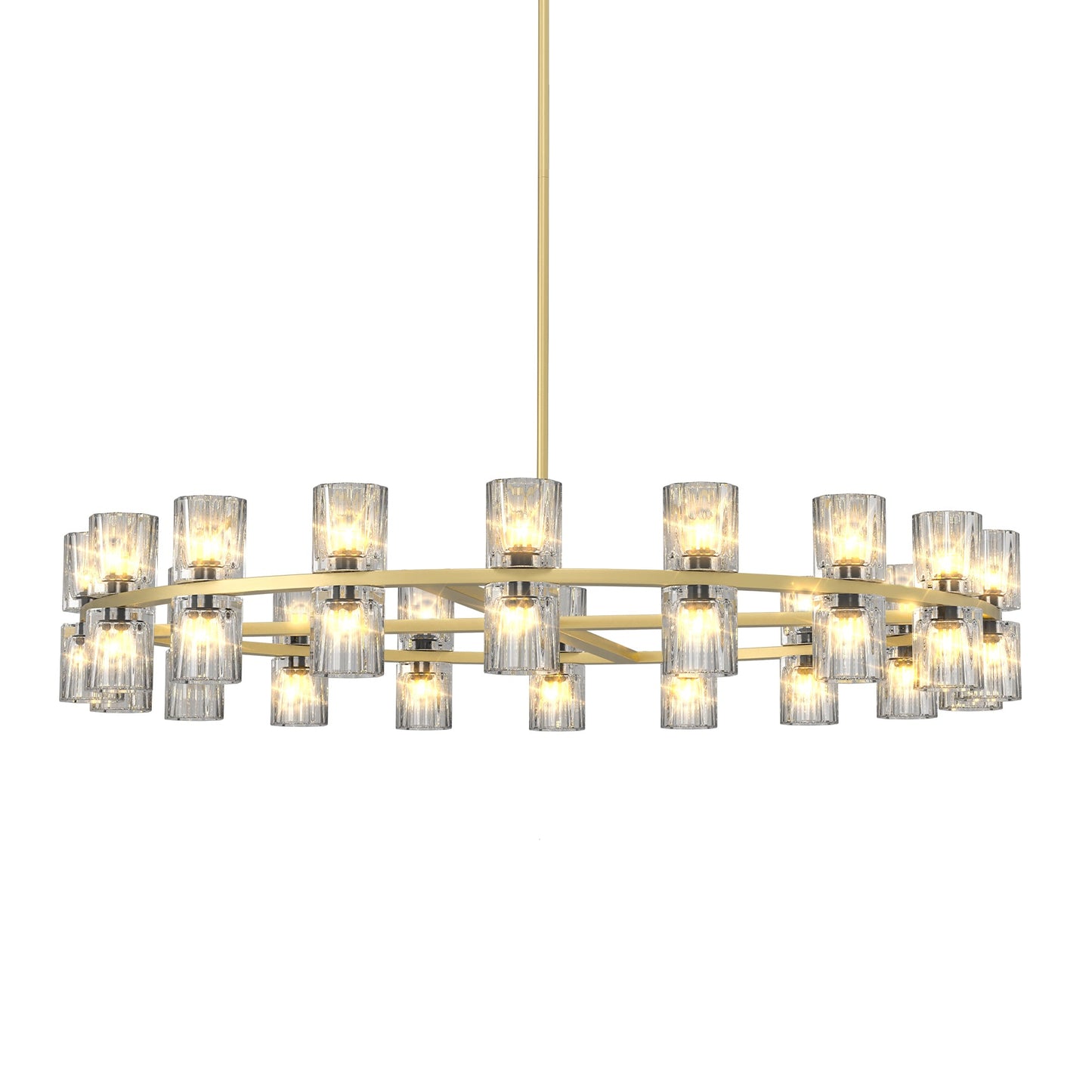 Modern 36' Gold Round Chandelier Light Fixture, K9 Crystal Chandeliers for Dining Room, Living Room, Dining Room Chandel