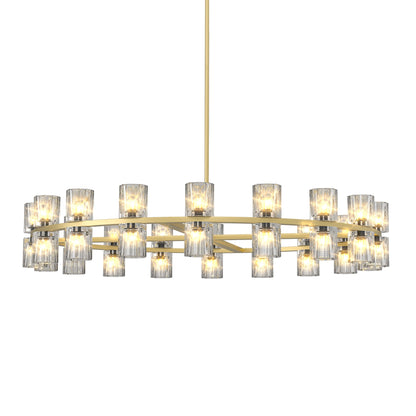 Modern 36' Gold Round Chandelier Light Fixture, K9 Crystal Chandeliers for Dining Room, Living Room, Dining Room Chandel
