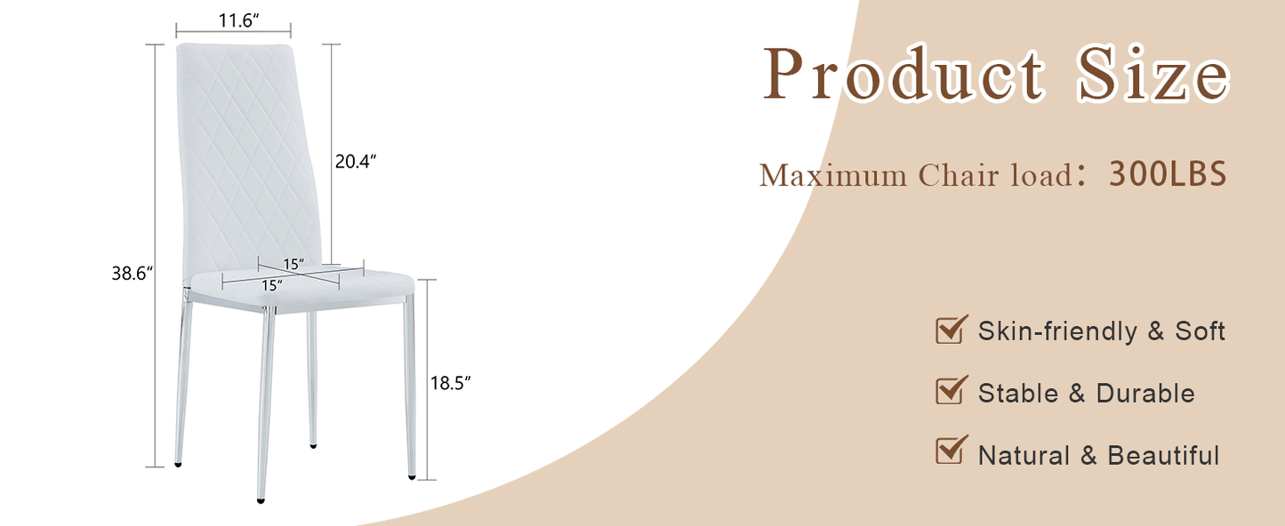 Modern Style Dining Chairs Set of 6 in White, Essential for Minimalist Homes.Meeting Family Dining Needs,PU Material Sea