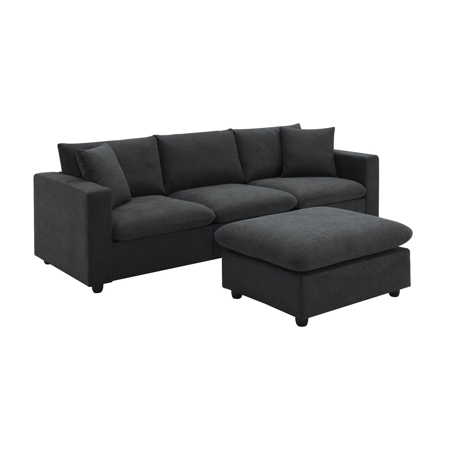 101*66' Modern Sectional Sofa With Throw Pillows,Cloud L-Shaped Couch Set With Wide Seat,4 Seat Polyester Comfy Fabric C
