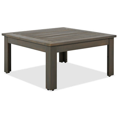 4 Pieces Outdoor Acacia Wood Sofa Set, Woven Mesh Armrests, L-Shaped Patio Furniture Sofa Set With Coffee Table, Outdoor