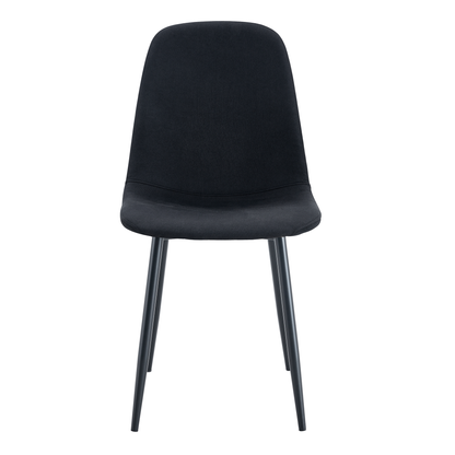 Luxury Simple Chair - Set of 4 BLACK Linen-Cotton Material High Resilience Dining Chair With Metal Black Leg.Integral Me