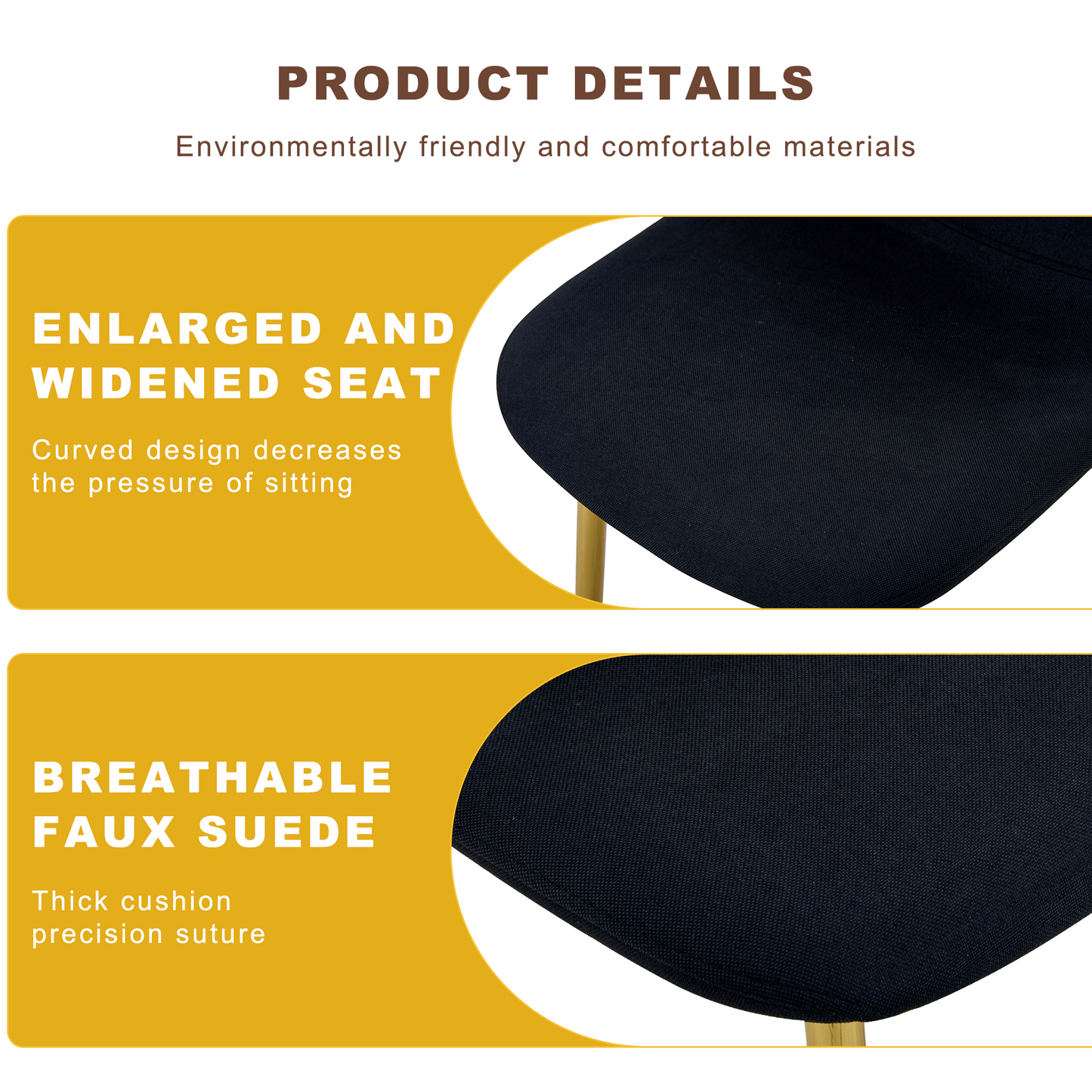 Table and Chair Set. Modern Multifunctional Lifting Platform, White Textured Sticker MDF Desktop, Gold Metal Legs. Paire