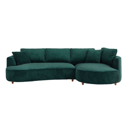 122.04 Inch Corduroy Upholstered Sectional Sofa With Right Facing Chaise for Living Room Office Corner Corduroy Modern S