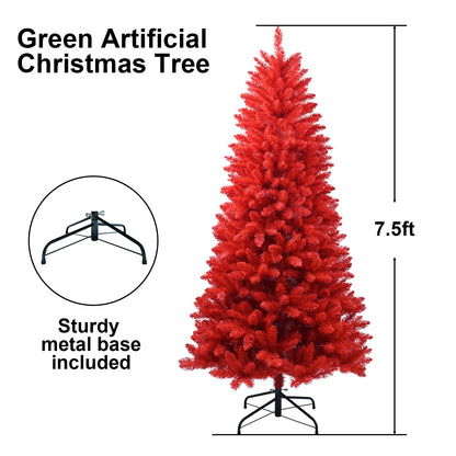 5FT Red Christmas Tree – Pure Red PVC Tree With 624 Tips, Hinged Branches for Easy Setup, Stable Metal Stand, Bold Holid