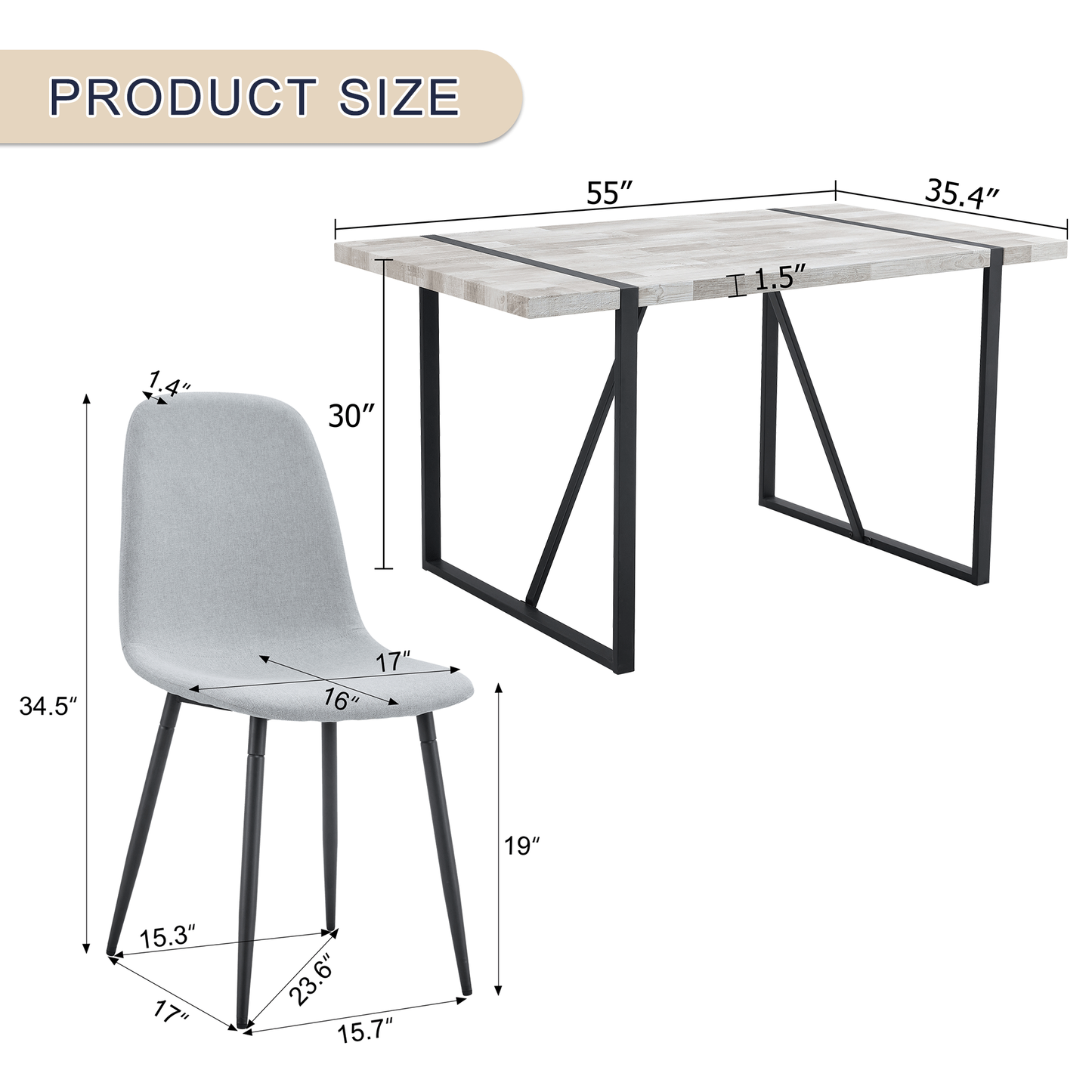Table and Chair set.A Minimalist Retro Rectangular Dining Table With a Specially Textured Top and Black Metal legs.Paire