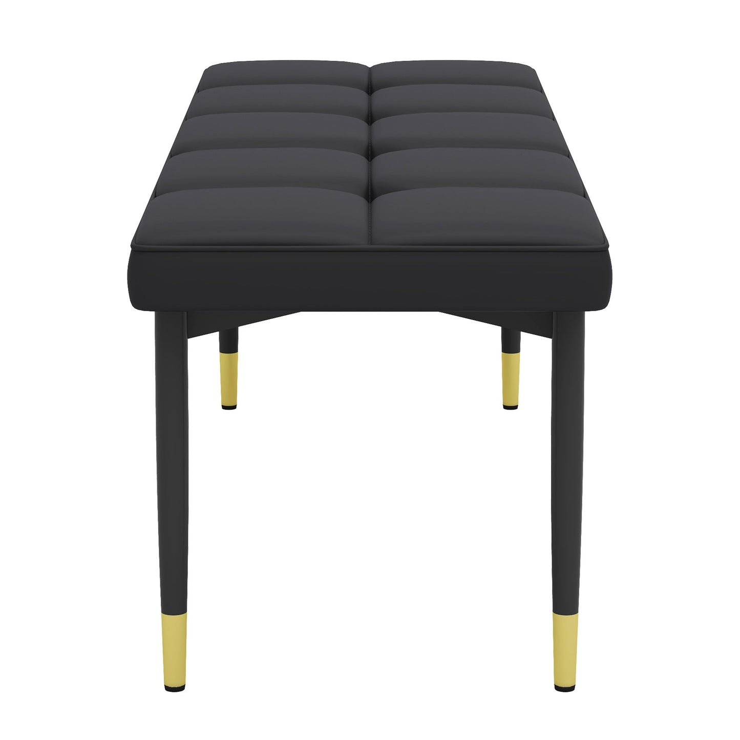 47*16 Inch Multifunctional Black Shoe Bench - Faux PU Cushion, Sturdy Metal Legs With Gold Accents.Suitable for Bedroom,