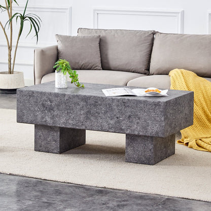 Modern Simple Gray Texture MDF Coffee Table With Spacious Top and Sturdy Legs, 43.3'x21.6'x17.2'