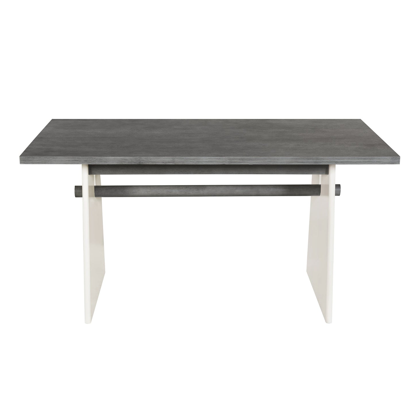 Modern 7-Piece Dining Table Set With Trestle Dining Table and 6 Upholstered Dining Chairs, Compact Kitchen Table Set For