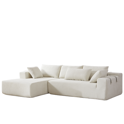 Modern Chenille Upholstered Sectional Sofa Couch Set,Modular 108' L Shaped Sectional Living Room Sofa Set With 6 Pillows