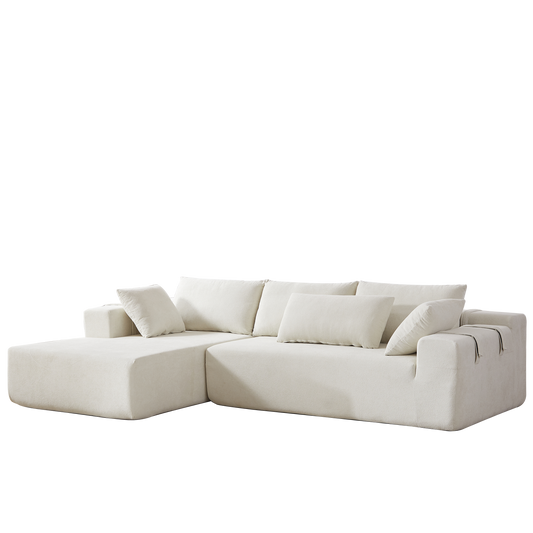 Modern Chenille Upholstered Sectional Sofa Couch Set,Modular 108' L Shaped Sectional Living Room Sofa Set With 6 Pillows