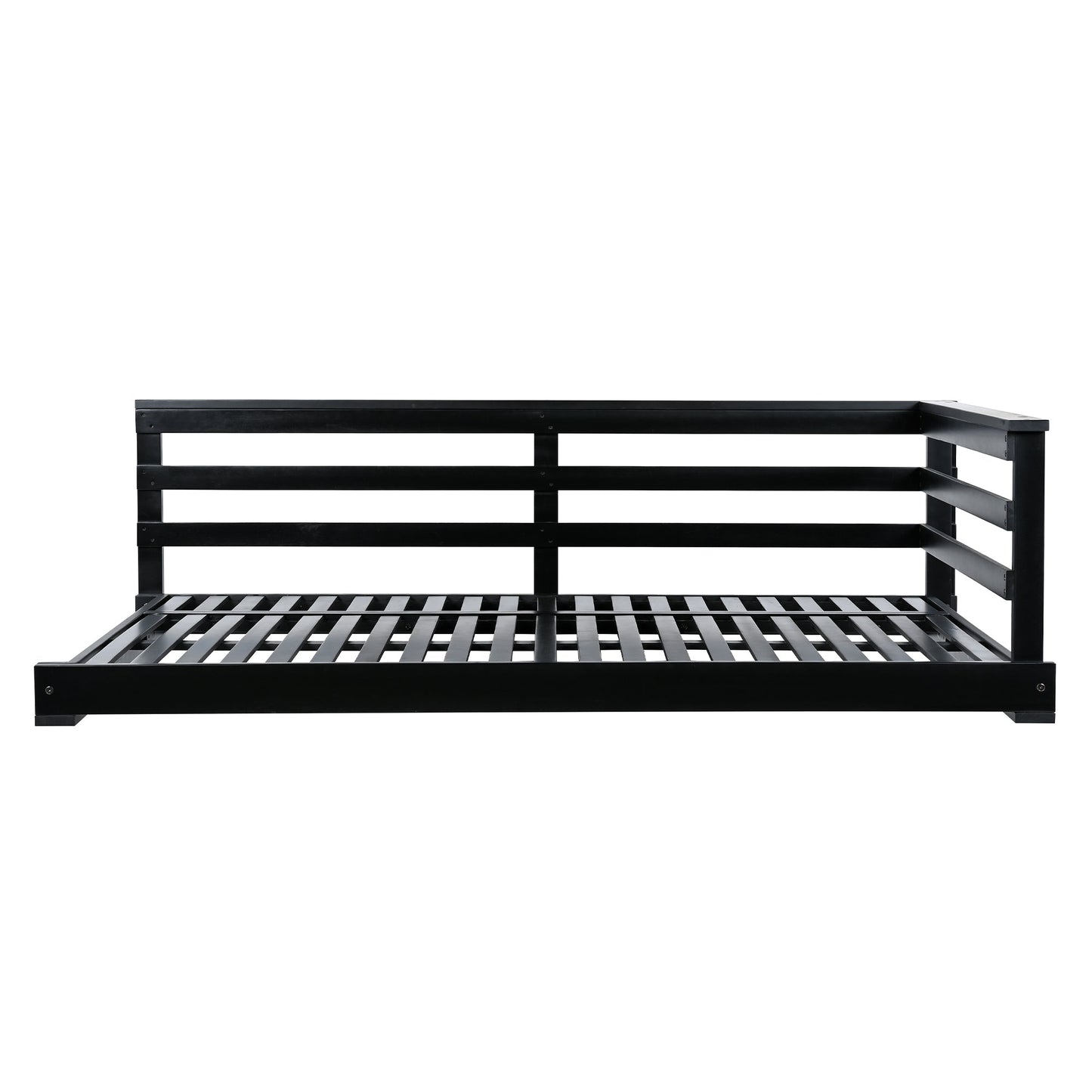 Country Patio Wooden Twin Size Swing Daybed Porch Swing Frame With 4pcs 96-Inch Hemp Ropes for Backyard, Garden, Black