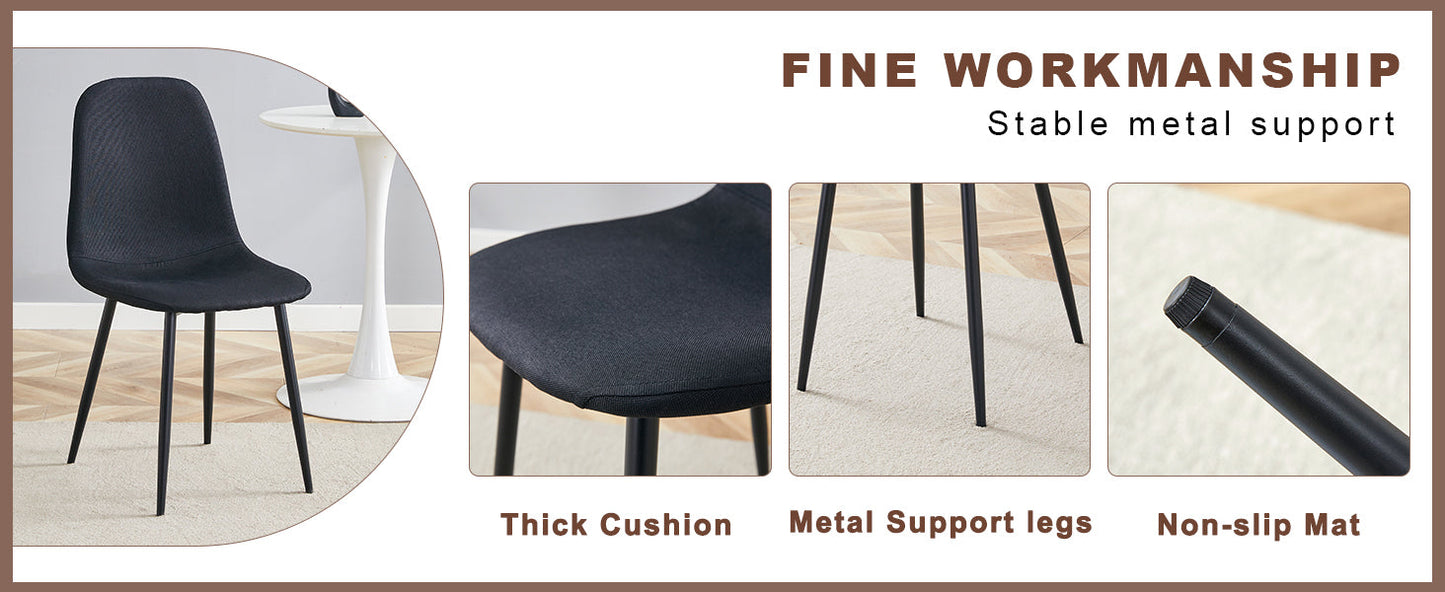 Table and Chair set.Modern Multifunctional Lifting Platform,Walnut Wood Grain Sticker MDF Desktop, Black Metal Legs.Pair