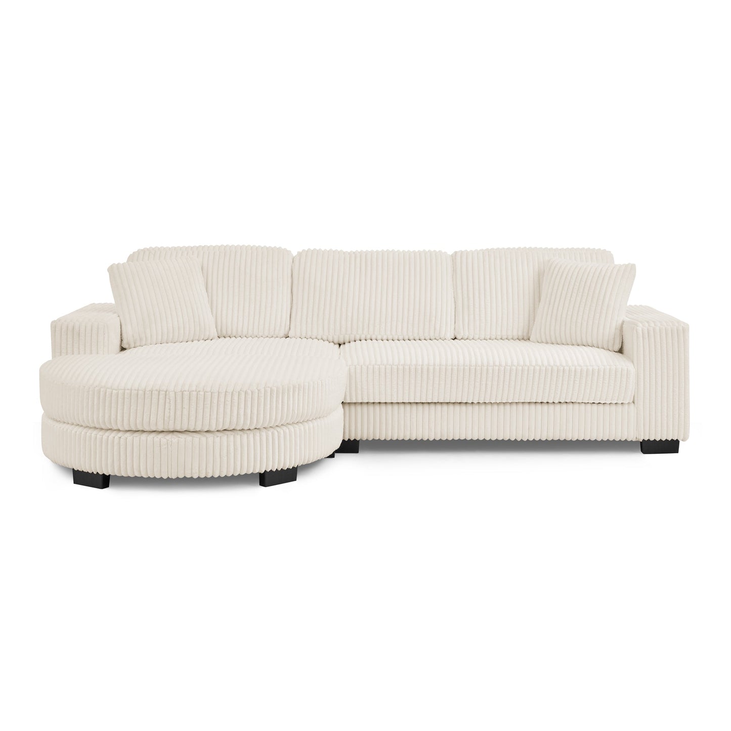 Corduroy Tufted Upholstered Sleeper Sectional Sofa, L-Shaped Modular Convertible Sofa ,The Arc-Shaped Footstool Can Be P