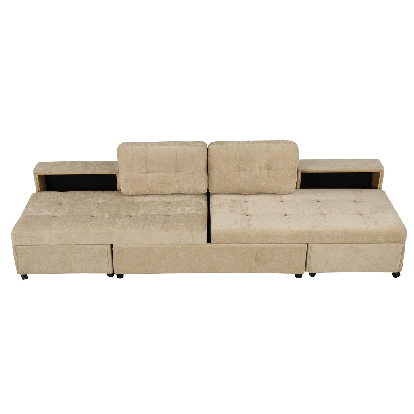 121.2' Versatile Sofa Bed Modular Sofa  Free-Combined Sofa With Two Storage Racks,  Brown