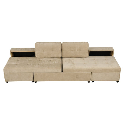 121.2' Versatile Sofa Bed Modular Sofa  Free-Combined Sofa With Two Storage Racks,  Brown
