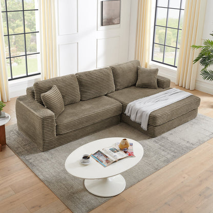 Right Sofa Seat,L Shape Modular Sectional Sofa, Compressed Sectional Sofa Modern Minimalist Style Corduroy Couch,Unfold