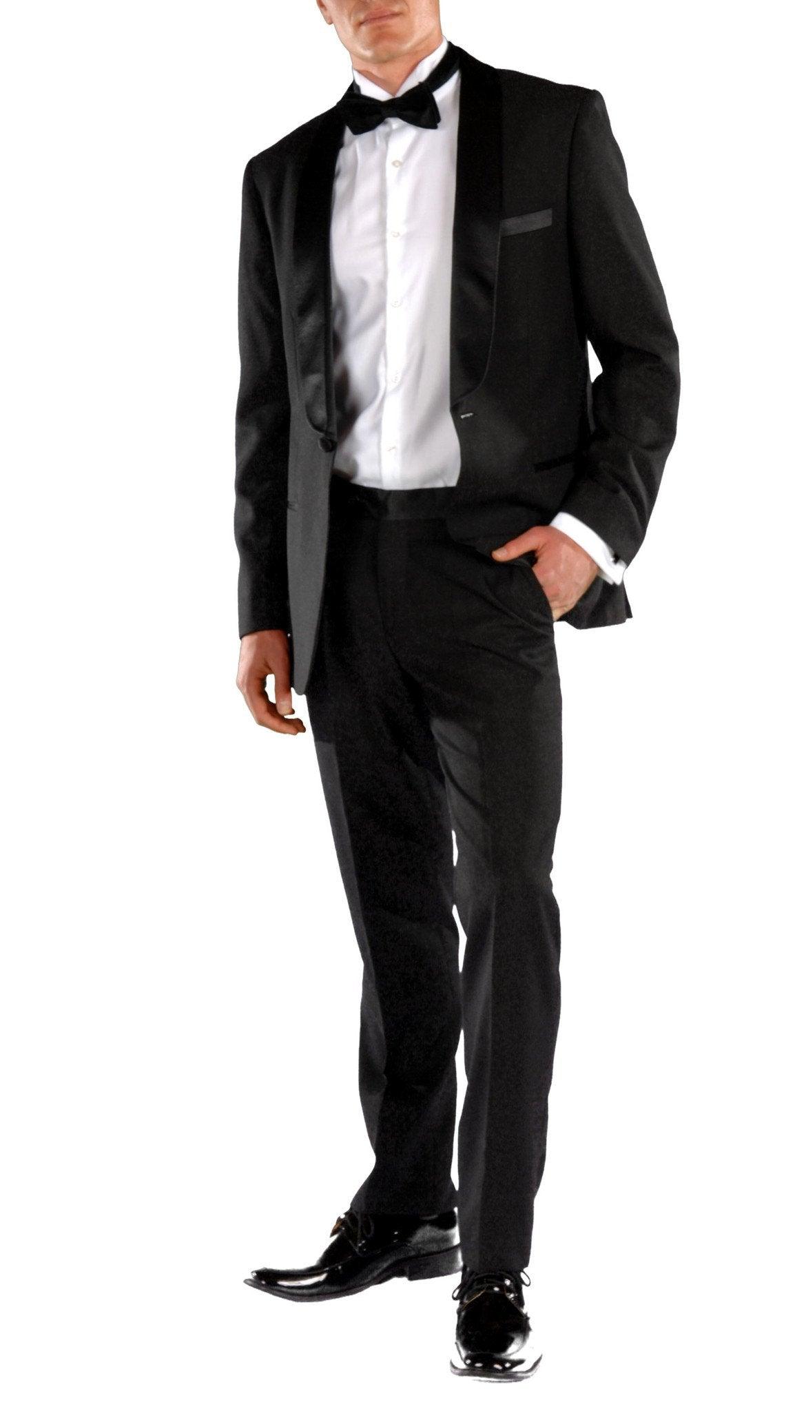 Ferrecci Men's Falls Black Slim Fit 2 Piece Tuxedo