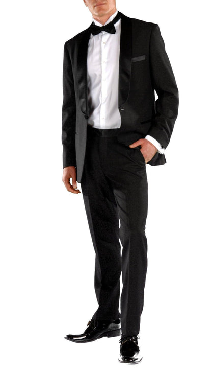 Ferrecci Men's Falls Black Slim Fit 2 Piece Tuxedo