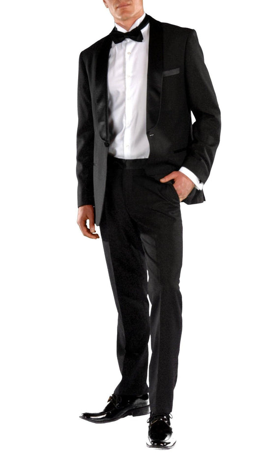 Ferrecci Men's Falls Black Slim Fit 2 Piece Tuxedo