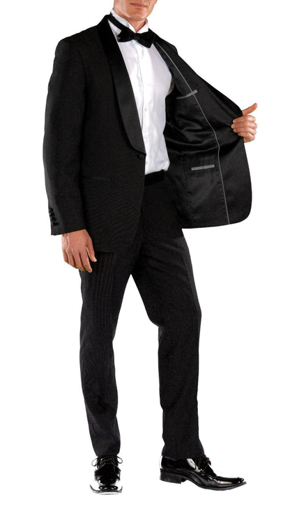 Ferrecci Men's Falls Black Slim Fit 2 Piece Tuxedo