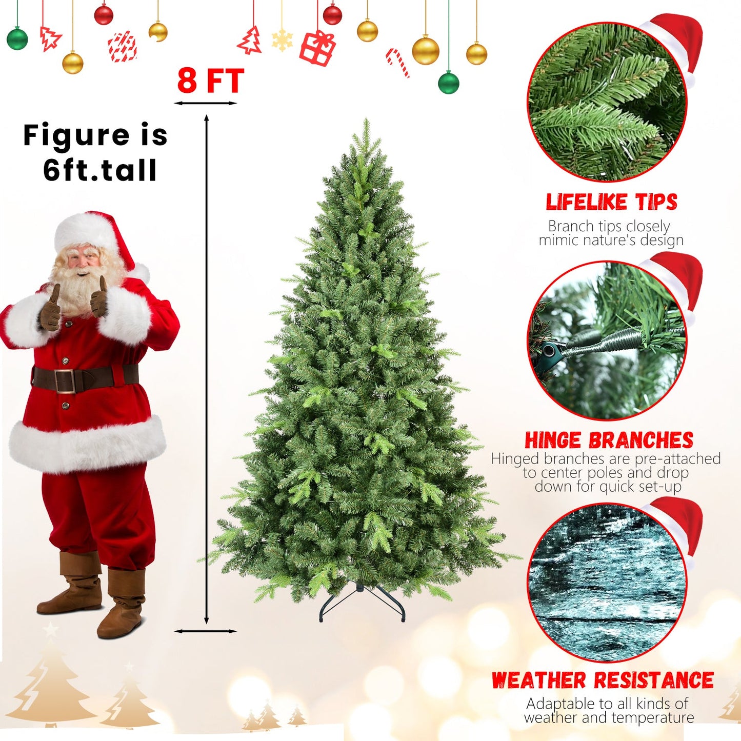 7.5FT Classic Christmas Tree With 2155 PE+PVC Tips – Realistic Hinged Branches, Easy Assembly, Stable Metal Stand, Full