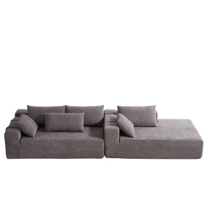 Modern Chenille Upholstered Sectional Sofa Couch Set,Modular 108' L Shaped Sectional Living Room Sofa Set With 6 Pillows
