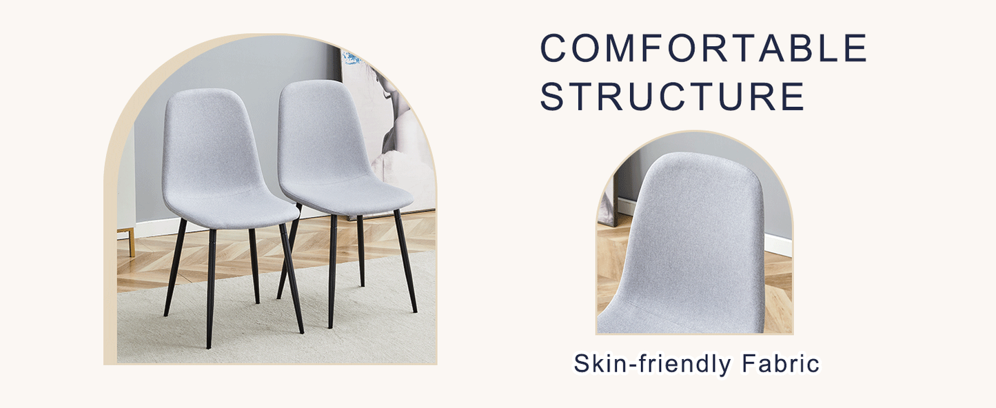 Table and Chair set.A Minimalist Retro Rectangular Dining Table With a Specially Textured Top and Black Metal legs.Paire