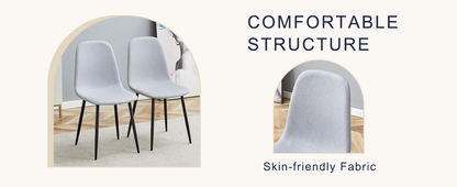 Table and Chair set.A Minimalist Retro Rectangular Dining Table With a Specially Textured Top and Black Metal legs.Paire