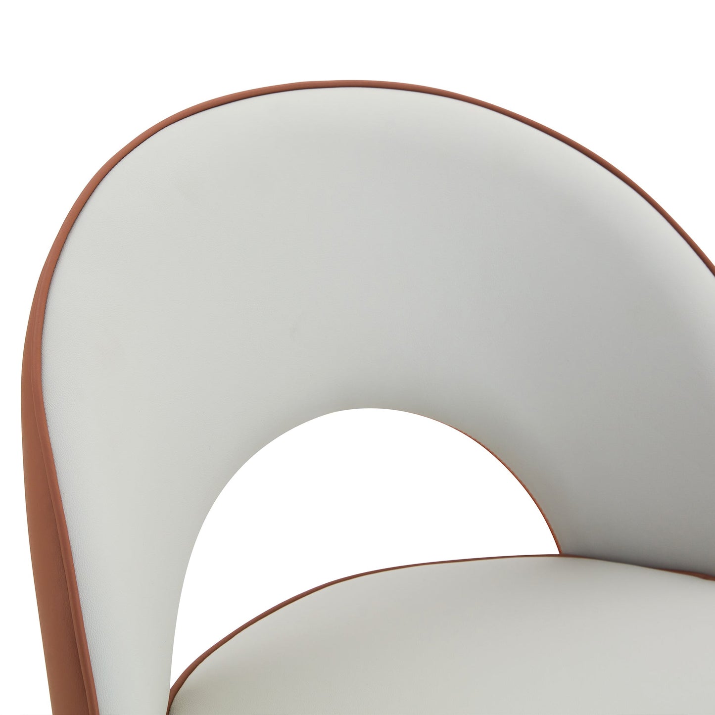 Modern Brown and Light Gray Spliced PU Upholstered Rotatable Bar Chair With Black Metal Legs for Dining Room and Kitchen